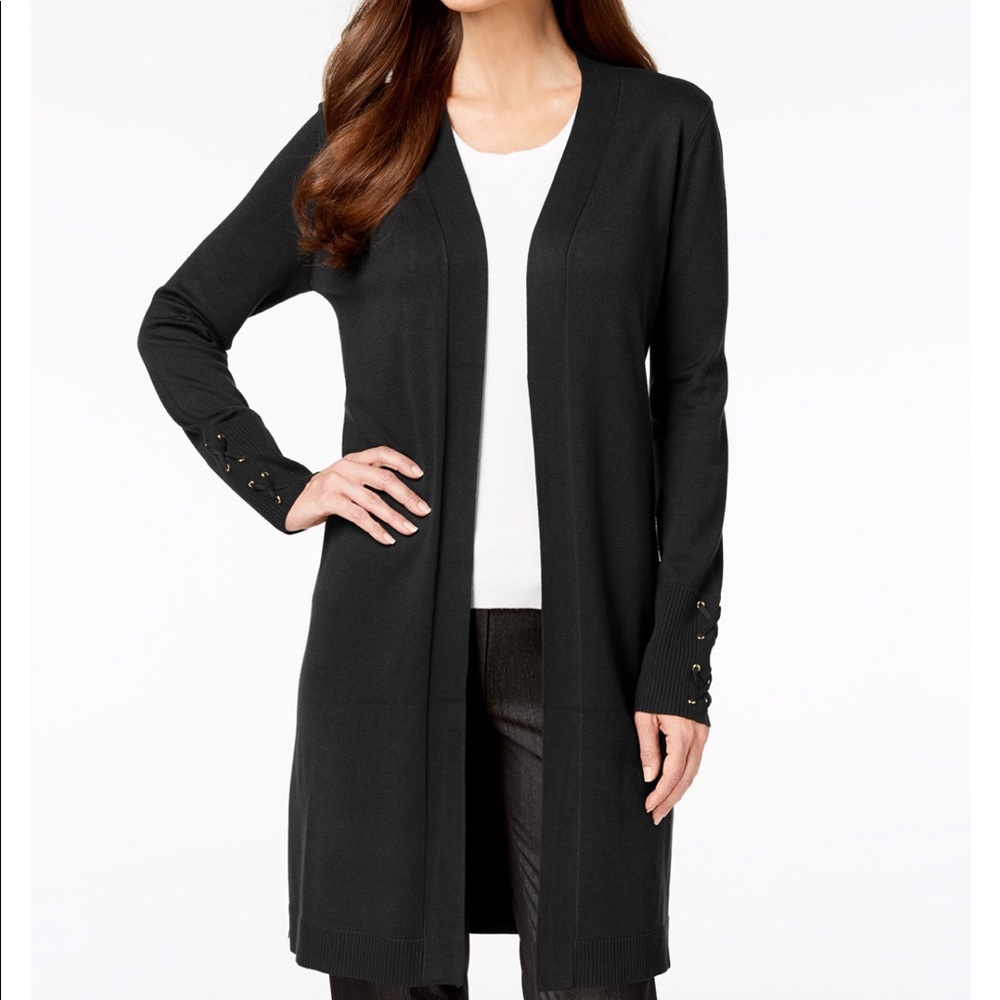 NWOT JM collection lace up sleeve cardigan